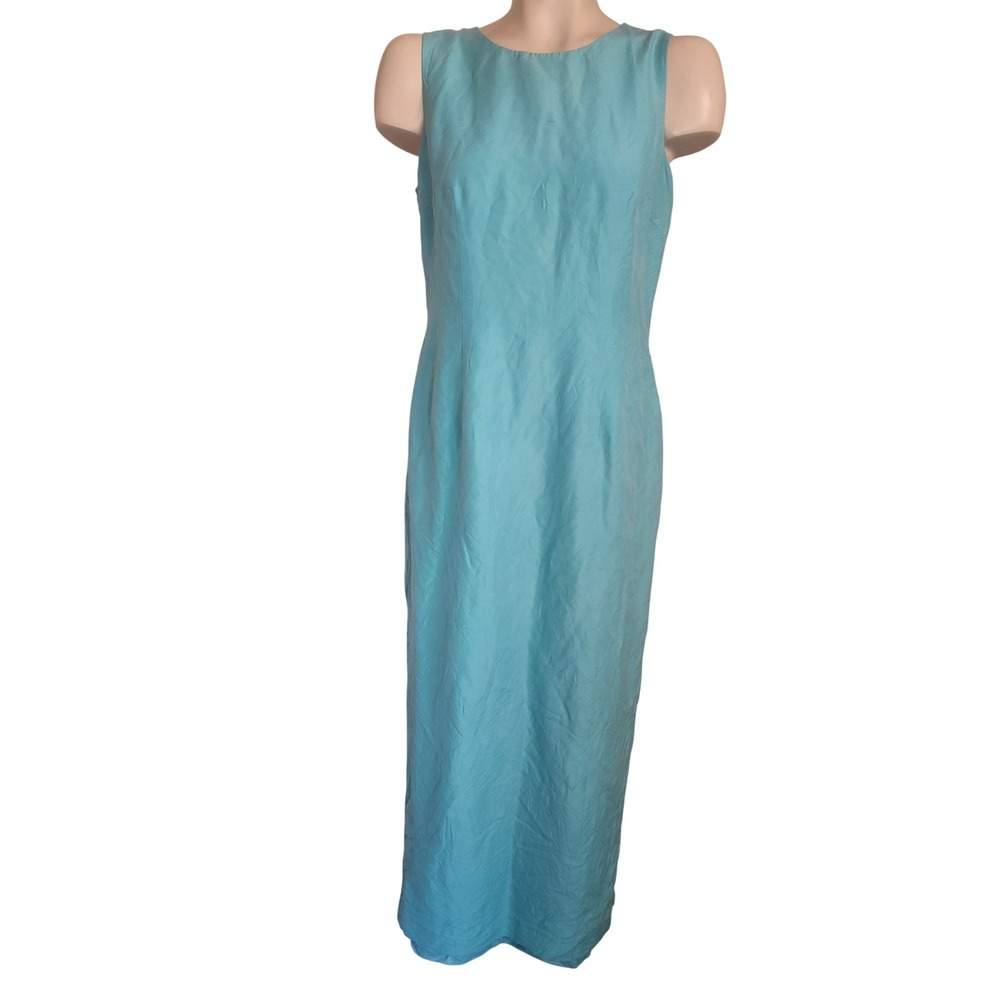 Spenser Jeremy Womens Turquoise 100% Silk Sleeveless Maxi Column Dress Size 6